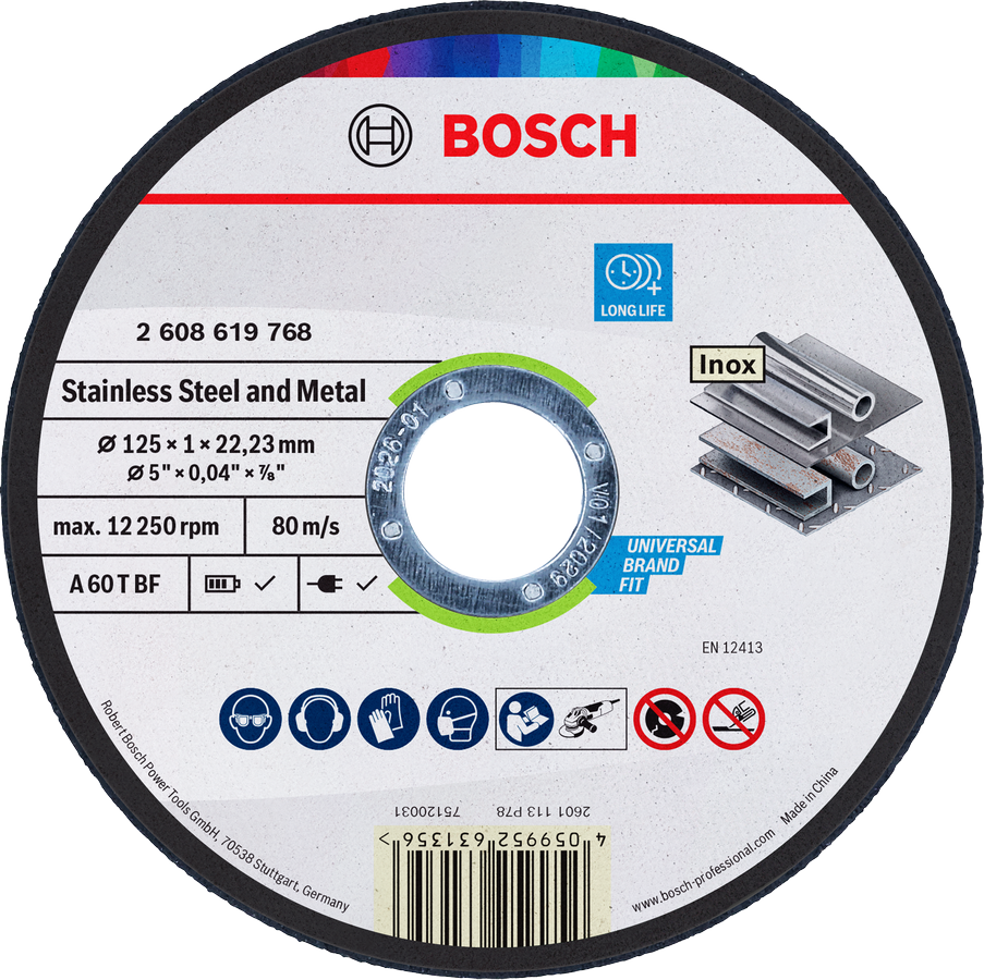 Bosch roostevaba terase ja metalli lõikeketas 125 mm.